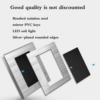 Modern Wall Switches With LED Brushed Stainless Steel Mirror