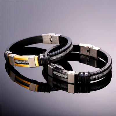 Starlord Punk Rock Bracelets&Bangles Men Jewelry Black High Quality Silica Gel/Stainless Steel Cool Men's H Bracelet Gift GH1796
