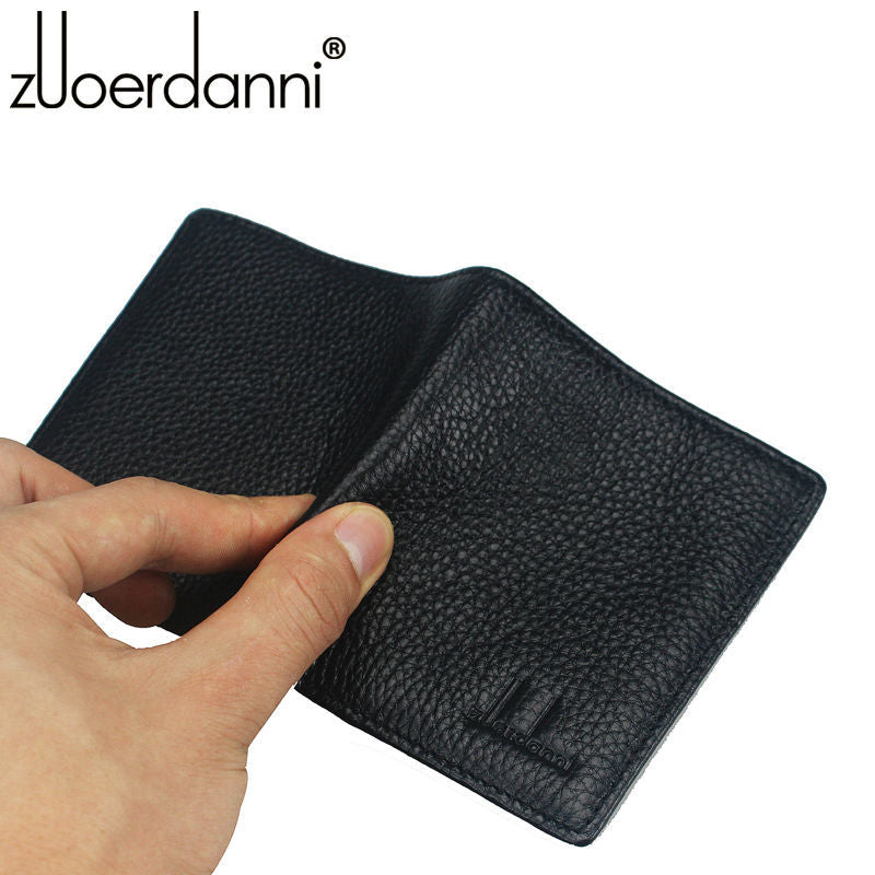 Mens Genuine Cowhide Leather Ultra-thin Compact Handmade Wallets
