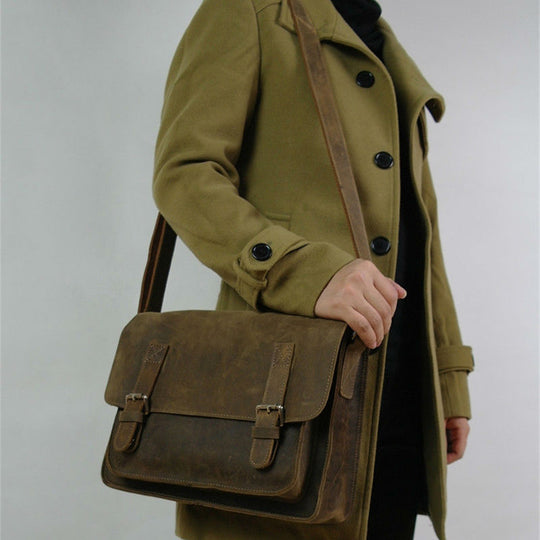 Vintage Crazy Horse Leather Men Shoulder Bag Crossbody Bag Men's Messenger Bag Genuine Leather Bag male Leisure Cowhide