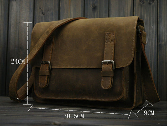 Vintage Crazy Horse Leather Men Shoulder Bag Crossbody Bag Men's Messenger Bag Genuine Leather Bag male Leisure Cowhide