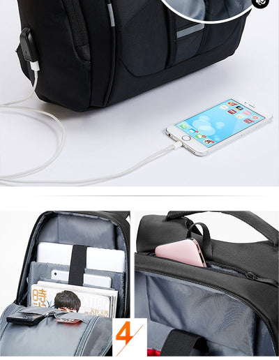 Nylon Waterproof USB Charging Multi-Purpose Business / School Backpack