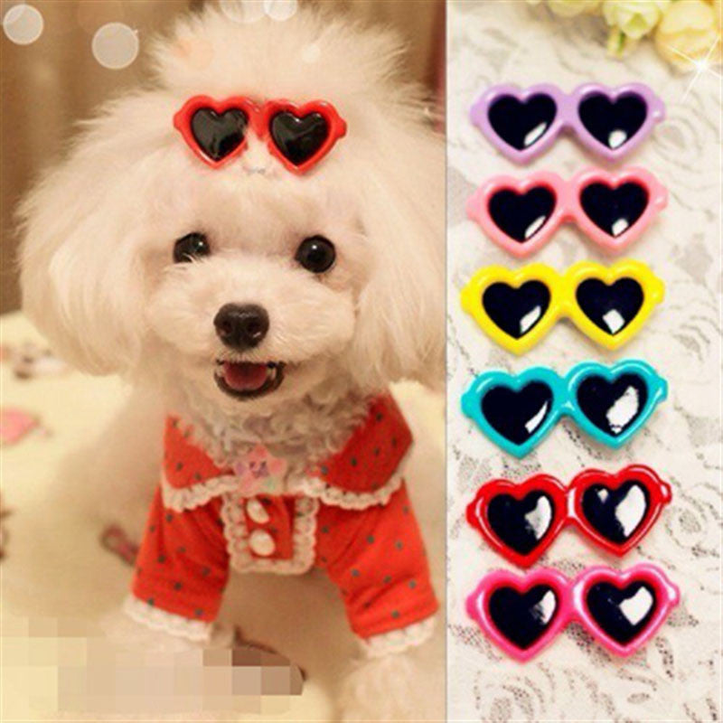 Cute Pet Dog hair grooming supplies love heart Doggy Puppy hair clips hairpin teddy sun glasses hair accessory Cat Hair Ornament