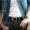 Men's Cowhide Genuine Leather Belt with Pin Buckle
