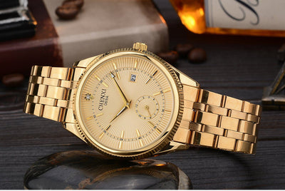 CHENXI Gold Watch Men Watches Top Brand Luxury Famous Wristwatch Male Clock Golden Quartz Wrist Watch Calendar