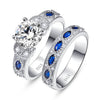 Ladies White CZ and Sapphire 925 Silver Ring