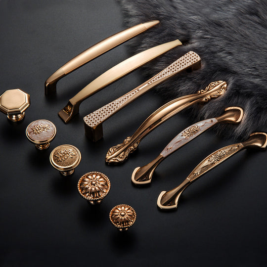 5pcs Gold Door Handles Noble Drawer Pulls Kitchen Cabinet Knobs and Handles Fittings for Furniture Handles Hardware Accessories