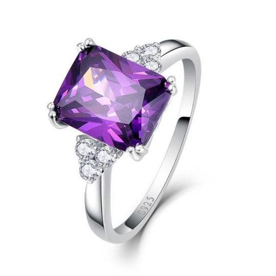 Women's Purple Amethyst Sterling Silver Ring