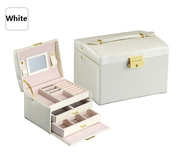 3 Layers - Leather - Exquisite Jewelry & Makeup Organizer Case