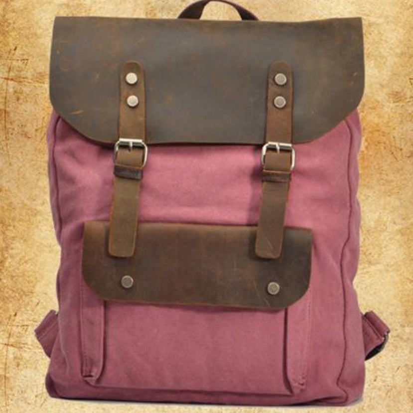 Fashion Leather Canvas Backpack: Old Military Style for Men & Women