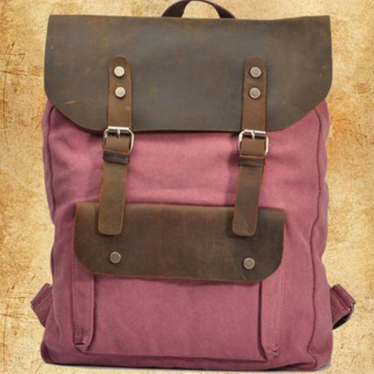Backpack Leather Canvas Old Military Style