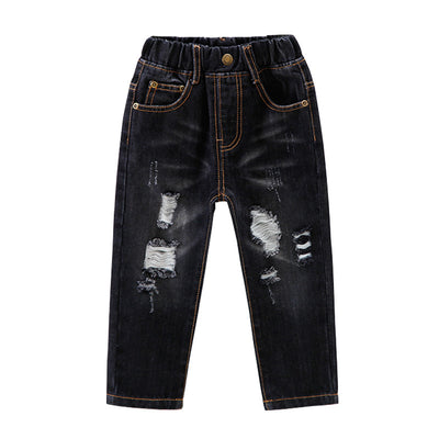 Kindstraum Baby Jeans Girls Boys Fashion Ripped Jeans 2 color Washed Casual Trousers Children Kids Cotton Denim Pants