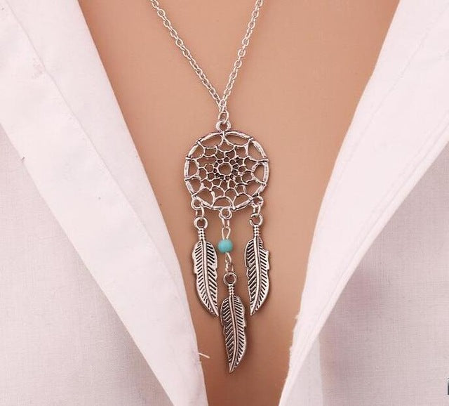 Retro Bohemian Dream Catcher Pendant Chain Necklace Gift Ladies Tassel Feather Pendant Necklace Jewelry Choker