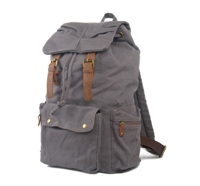 Fashion Vintage Leather military Canvas backpack Men's backpack school bag drawstring backpack women bagpack male rucksack