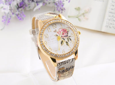 Women's Rose Series Luxury Studded Quartz Watch