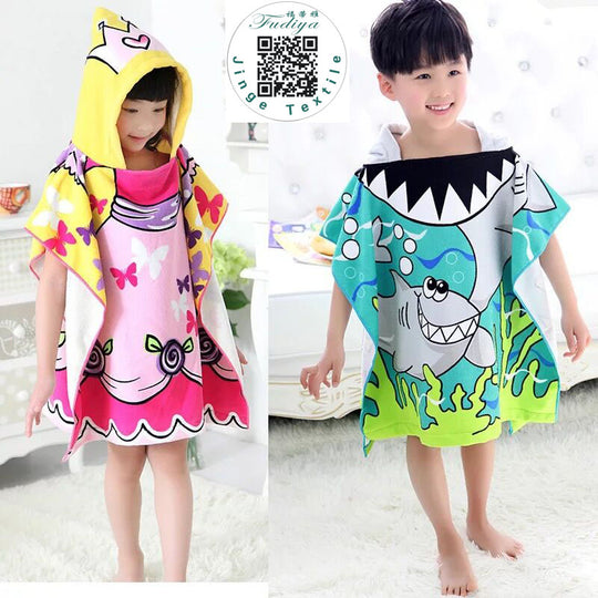 New Carton Hooded Baby Towels Kids Microfiber Bathrobe Bath Towel Infant Blanket Neonatal Children Kinderen Handdoeken