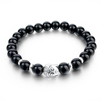 CHICVIE Natural Stone Bead Buddha Bracelets for Women Men Silver Black Lava Love Jewelry With Stones Femme Meditation Bracelet