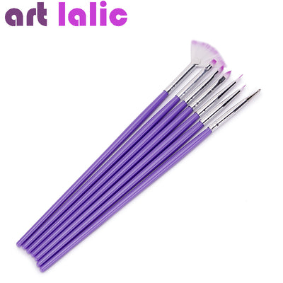 Purple Nail Art Design Brush Manicure For Painting Dotting Tool Brushes Pen Set 7PCS