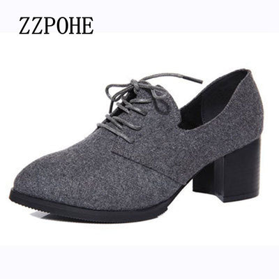 ZZPOHE New spring woman shoes stylish comfortable Ladies high-heeled shoes pointed retro lace wild single shoes women work shoes