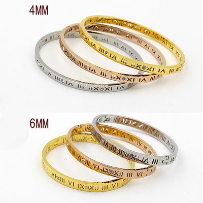 New Classic Design High Quality 4mm And 6mm Zircon Roman Numerals Bracelets & Bangles Women Fashion Jewelry Bangles
