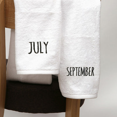 Embroidered Name of the Month 100% Cotton Bathroom Towels