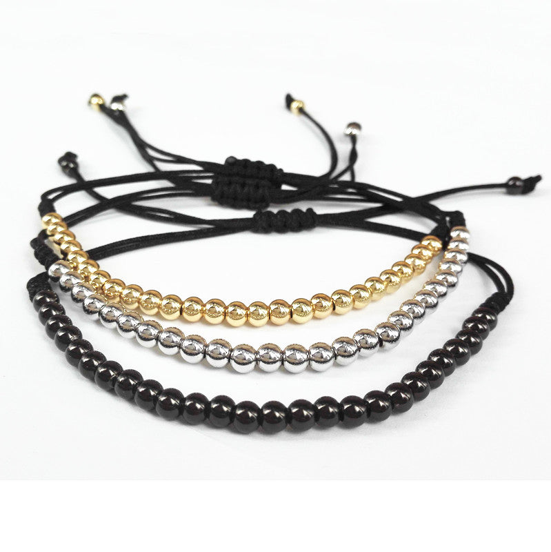 Mens 4mm Round Beads Macrame Bracelets