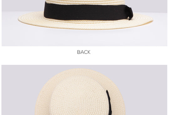 Ladybro Summer Women Boater Beach Hat Female Casual Panama Hat Lady Brand Classic Bowknot Straw Flat Sun Hat Women Fedora