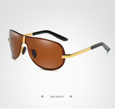 Mens Goggle Polarized Sunglasses Vintage Men Designer Conjoined Spectacle Lens Super Frame Uv400 Rimless Sunglasses Cool Glasses