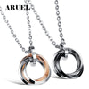 ARUEL Classic Couples Necklace Wedding Jewelry Stainless Steel Crystal Necklaces Pendants Women Men Lovers' Promise Bijoux Gifts