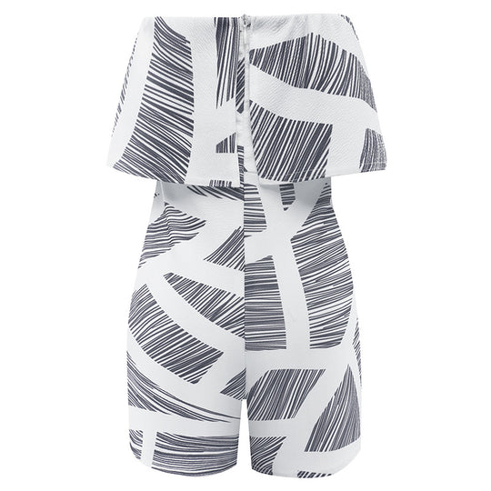 ELSVIOS Women Rompers   V Neck Spaghetti Strap Backless Loose Printing Jumpsuits Casual Summer Beach Playsuits Overalls