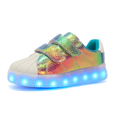 New USB re-charged Led Kids Shoes With Light,boys girls superstar shoes women,Men Fashion Light Up Led Glowing Shoes