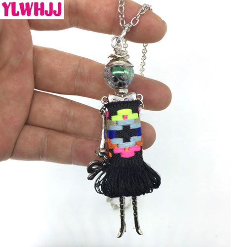 YLWHJJ new women doll cute black long necklaces & pendant dress baby girls maxi necklace brand fashion statement jewelry