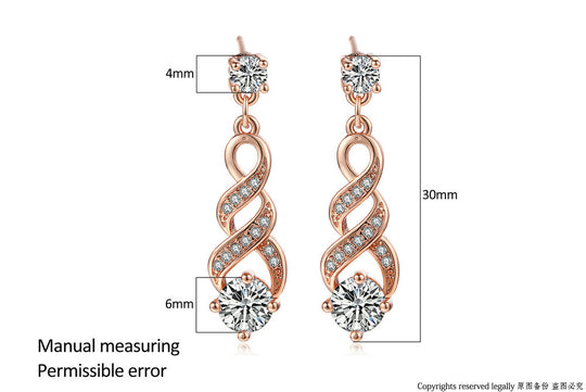 DoubleFair Four Claw 6mm Cubic Zirconia Drop/Dangle Wedding Earrings Rose Gold / Silver Color Jewelry For Women DFE544 DFE725