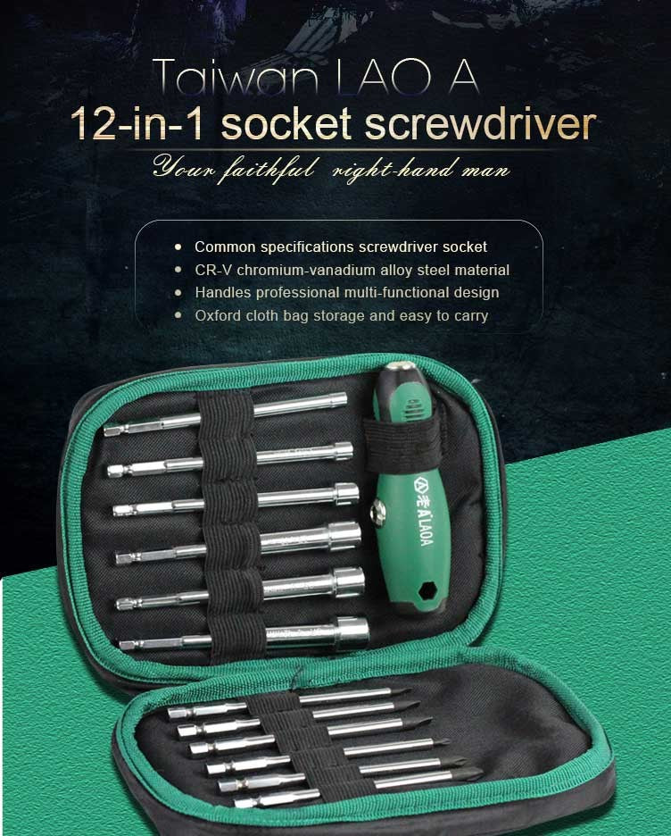 12-in-1 Multi-Function Professional Screwdriver Socket Set with T-Handle