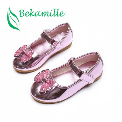 New Summer Autumn Children Shoes Girls Sandals sequins Bow Princess leather shoes Girls Casual Shoes dance shoes