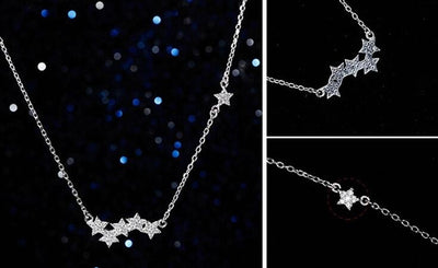 Shuangshuo Zircon Star Necklaces & Pendants Constellation Choker Necklace Women Long Chain Necklace Chokers Jewelry bijoux femme