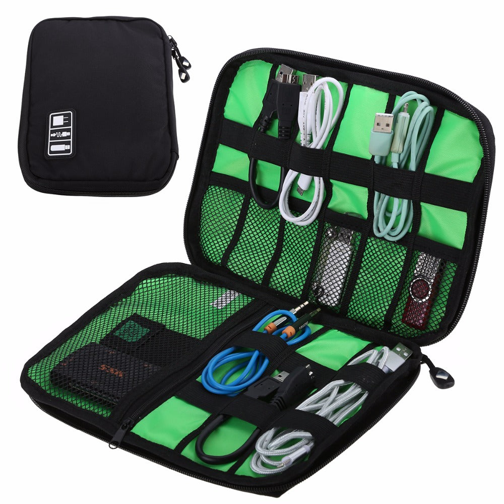 Waterproof Outdoor Travel Kit Nylon Cable Holder Bag Electronic Accessories USB Drive Storage Case Camping Hiking Organizer Bag