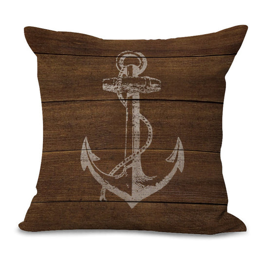 Retro Mediterranean Style Cushion Cover Anchor Boat ocean Marine Linen Throw Pillow Case 45x45cm Home Decorative Pillowcase