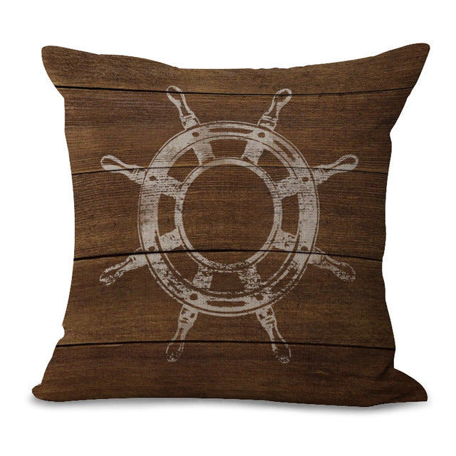 Retro Mediterranean Style Cushion Cover Anchor Boat ocean Marine Linen Throw Pillow Case 45x45cm Home Decorative Pillowcase