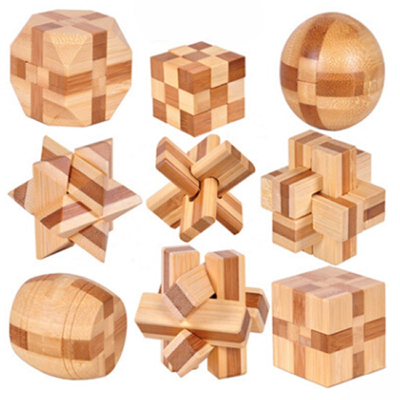 IQ Brain Teaser Kong Ming Lock 3D Wooden Puzzles