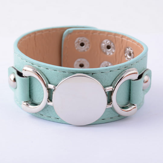 Leather Bracelet Fashion Jewelry Silver Plated