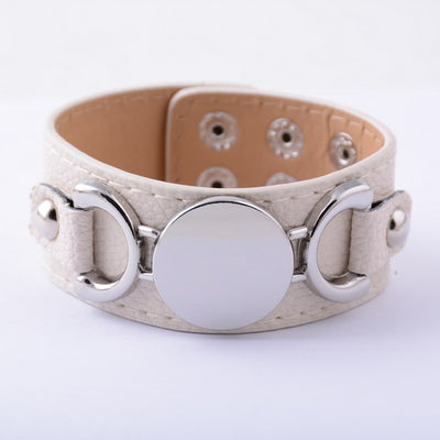 Leather Bracelet Fashion Jewelry Silver Plated