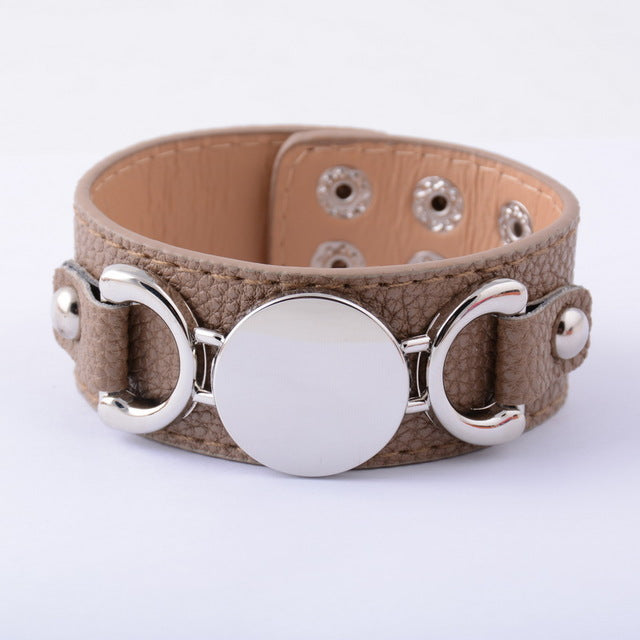 Leather Bracelet Fashion Jewelry Silver Plated