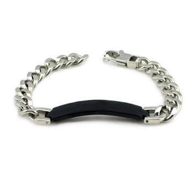 Dolaime Stainless Steel Bracelet Man,Fashion Link Chain Exquisite Jewelry ID Men Bracelet Cuff Punk Women Bijoux