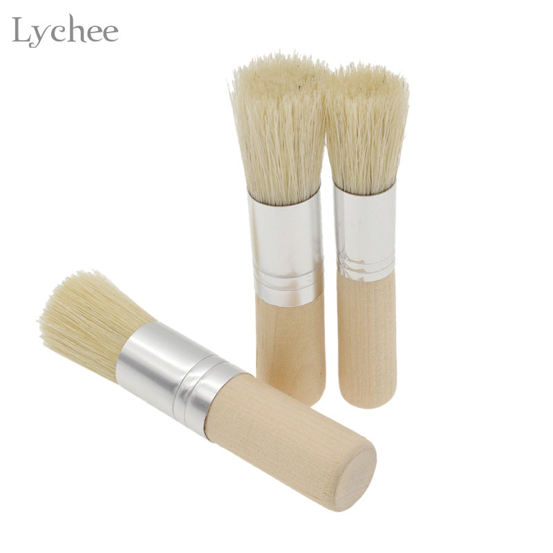 3pcs/Set Stencil Brush Hog Bristle Brushes Wooden Handle