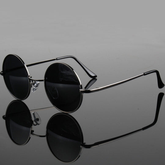fashion show style glasses real Polarized sunglasses vintage sunglass round sunglasses UV400 Black lens