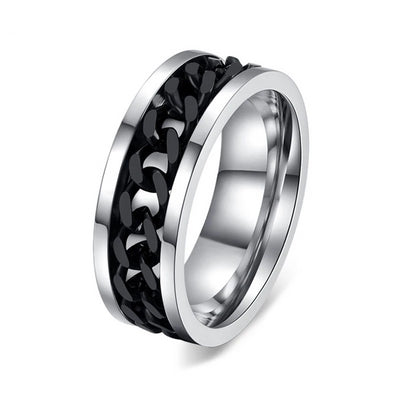 Men's Stainless Steel Black Chain Ring