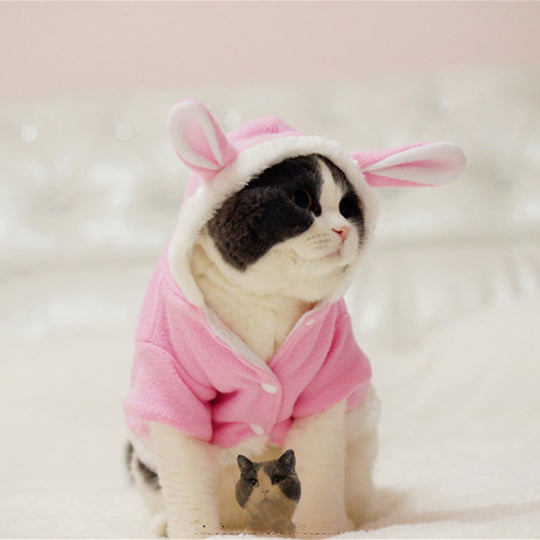 Warm Comfortable Thickened Cat Costumes Rabbit suit clothes windproof Pet Product Cute Bunny suit  For Cat Winter