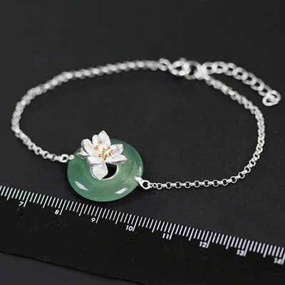 Lotus Fun Real 925 Sterling Silver Natural Stones Creative Handmade Fine Jewelry Lotus Whispers Bracelet for Women Brincos