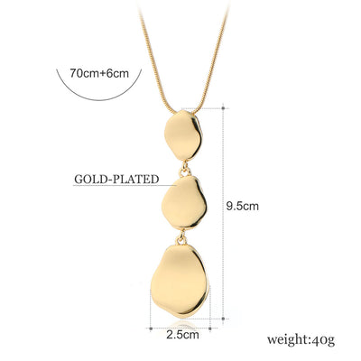 Shineland Unique Long Snake Chain Gold Silver Color Geometric Alloy Polished Necklace & Pendant Women Collares Bijoux